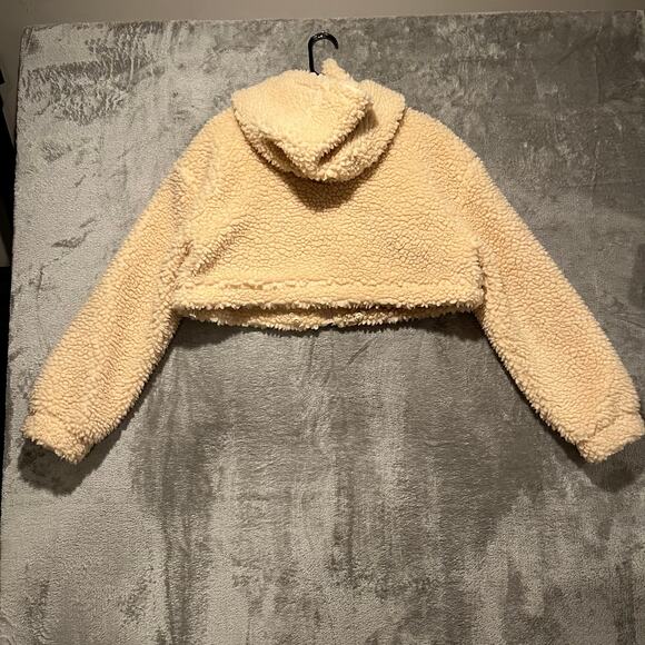 Anthropologie Sz M Daily Practice Faux Shearling Crop Zip-Up Jacket‎ Women's - Picture 4 of 6